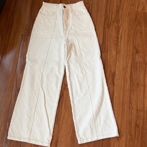 Seooocookie White Denim Wide-Leg Pants